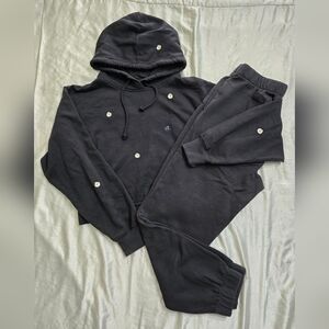 NWOT Hollister Cropped Daisy Embroidered Hoodie & Sweatpants Set Size Small